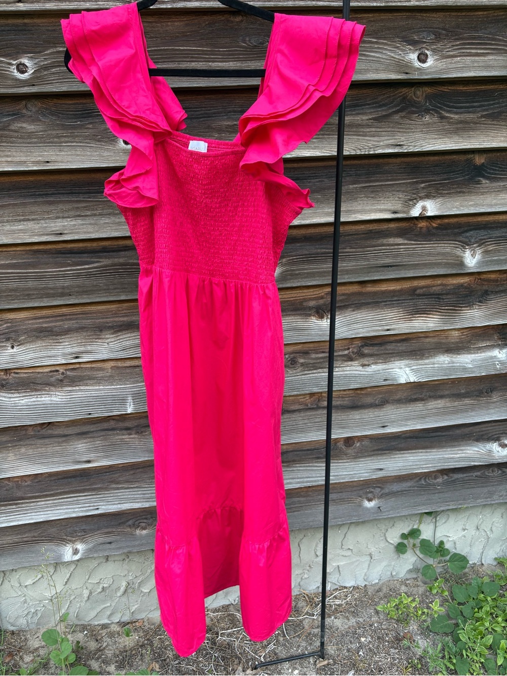 Sugarlips Hot Pink Ruffle Shoulder Casual Dress